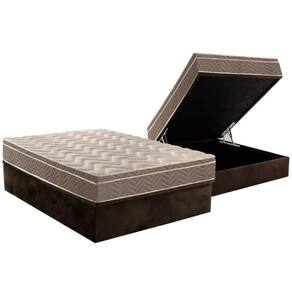Cama Box Baú Casal: Colchão Espuma Paropas D33 / Ep Confort Ultra Firme + Base Brown(138X188)