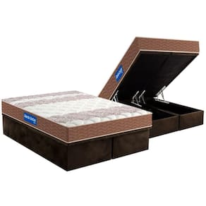 Cama Box Baú Queen: Colchão Espuma Probel D28 Guarda Costas Double Face + Base Brown(158X198)