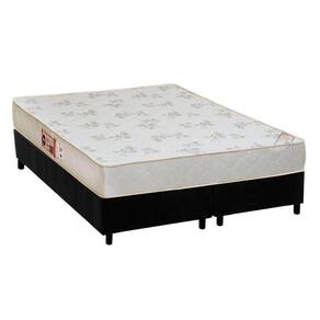 Cama Box King: Colchão Espuma D33 Castor Sleep Max Relax + Base Crc Suede Black(193X203)