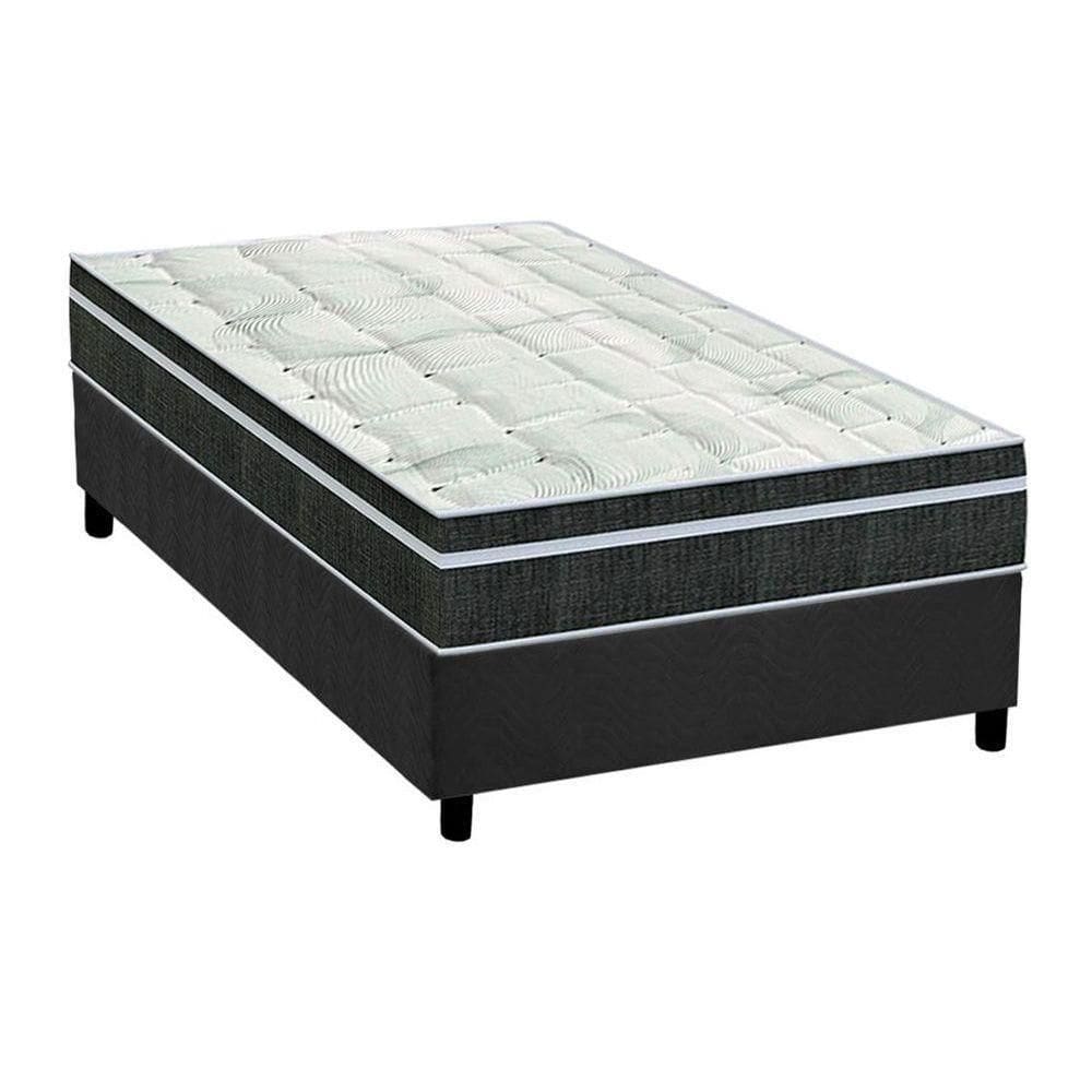 Cama Box Solteiro: Colchão Molas Orthoflex Bonnel Venezia + Base Crc Suede Gray(88X188)