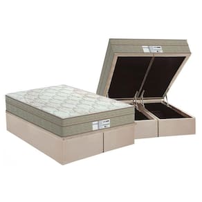 Cama Box Baú Queen: Colchão Molas Probel Prolastic Prodormir Born + Base Crc Suede Clean(158X198)