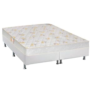 Cama Box Queen: Colchão Espuma Castor D28 Sleep Max + Base Crc Courano White(158X198)