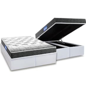 Cama Box Baú King: Colchão Espuma Probel D23 Guarda Costas Black + Base Crc Courano White(193X203)