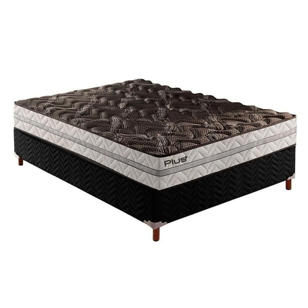 Cama Box Casal: Colchão Espuma D33 Paropas Pasquale Plus + Base Crc Suede Black(138X188)