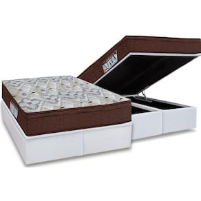 Cama Box Baú Queen: Colchão Ortopédico Ortobom D45 / Ep Iso 150 Mega Firme + Base White(158X198)