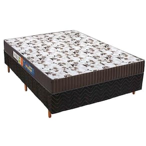 Cama Box Casal: Colchão Espuma D45 Polar Pérola Fort Black + Base Crc Rústico Black(138X188)