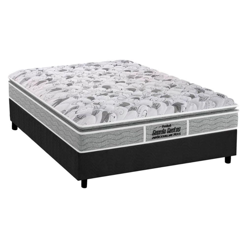 Cama Box Casal: Colchão Anatômico Probel D45/Ep Firmepedic Guarda Costas Plus + Base Gray(138X188)