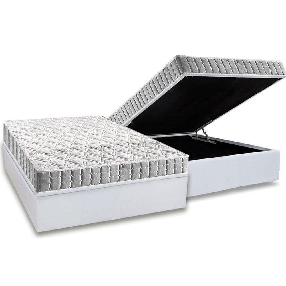 Cama Box Baú Casal: Colchão Espuma D33 Anjos Orthosono + Base Crc Courano White(138X188)
