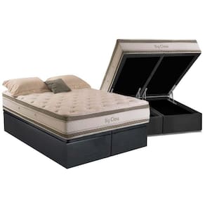 Cama Box Baú Queen: Colchão Molas Herval Confortclass Big Class Df + Base Crc Suede Gray(158X198)