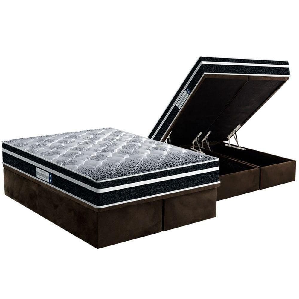 Cama Box Baú Queen: Colchão Espuma D33 Probel /Ep Prodormir Tech1500 Plus + Base Brown(158X198)