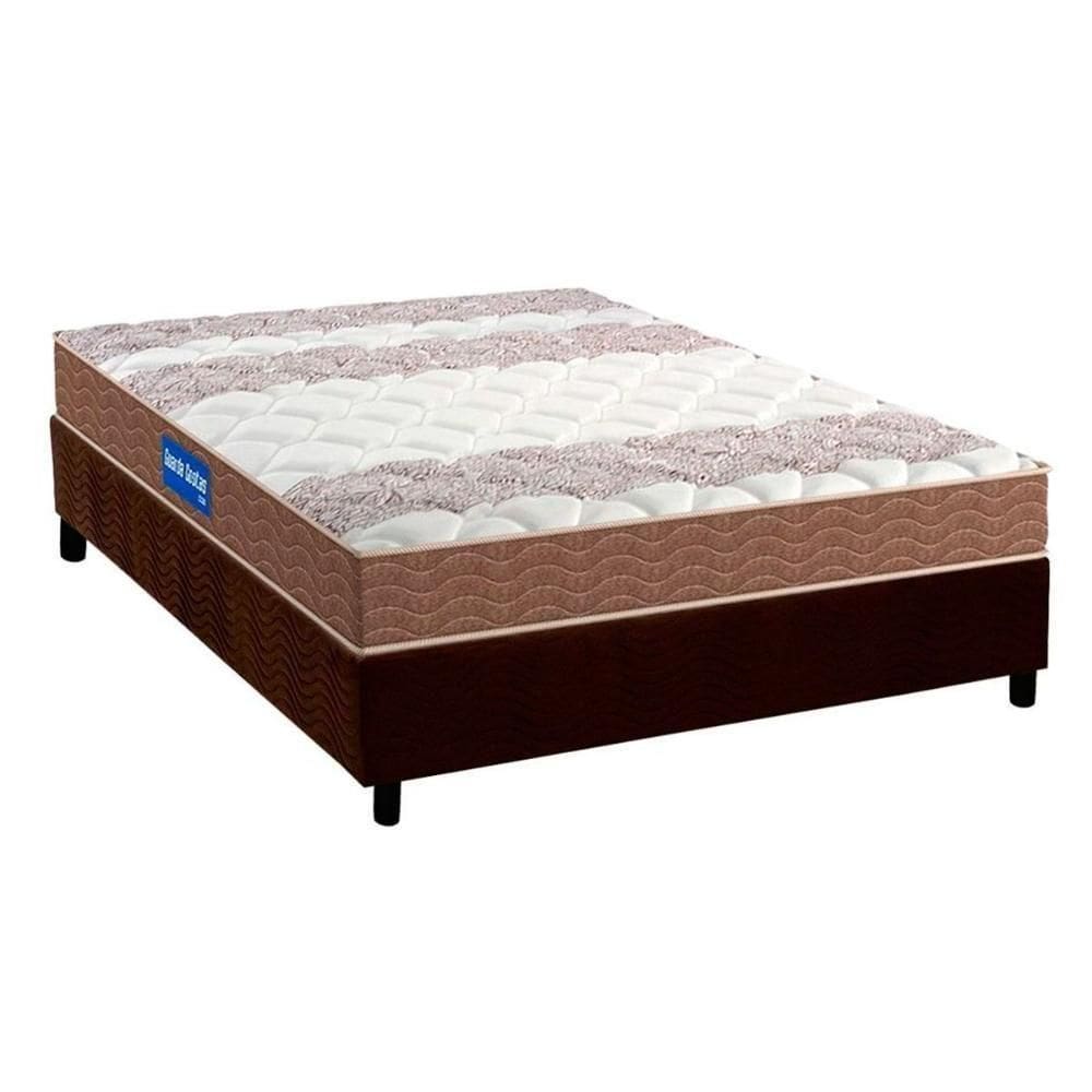 Cama Box Casal: Colchão Espuma Probel D28 Guarda Costas + Base Crc Suede Brown(138X188)
