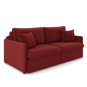 Sofá Retrátil Reclinável 3 Lugares 194cm Maili Veludo Vermelho K01 - D`Rossi