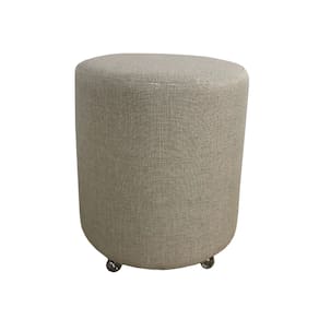 Puff Redondo Não é Segredo Linho Palha Rodinha 40x45 NSPR08L-R
