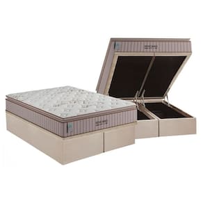 Cama Box Baú King: Colchão Molas Plumatex Lfk Sealy Resistance + Base Crc Suede Clean(193X203)