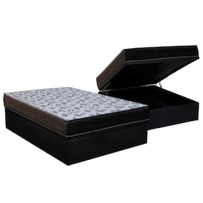 Cama Box Baú Casal: Colchão Anatômico Ortobom D33 / Ep Iso 100 Ultra Firme + Base Black(138X188)