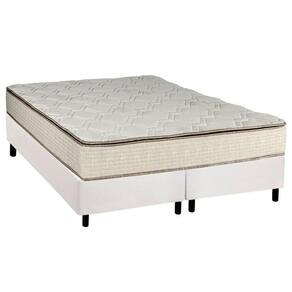 Cama Box Queen: Colchão Molas Bonnel Luckspuma Montreal Spring + Base Crc Courano White(158X198)
