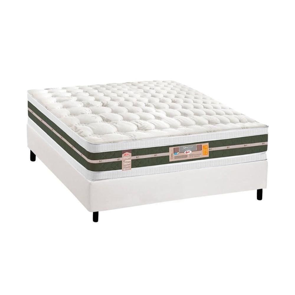 Cama Box Casal: Colchão Molas Bonnel Castor Silver Star Air + Base Crc Courano White(138X188)
