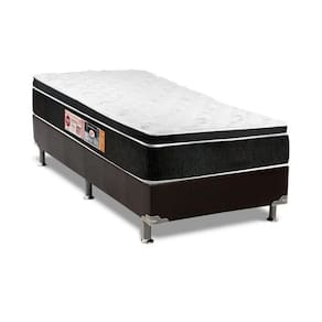 Cama Box Solteiro: Colchão Espuma D33 Castor Black E White + Base Crc Suede Black(88X188)