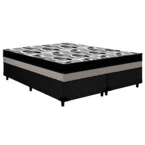 Cama Box Queen: Colchão Anatômico Ortobom D33/Ep Iso 100 Double Face + Base Black(158X198X20)