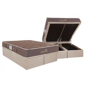 Cama Box Baú Queen: Colchão Molas Bonnel Herval Suite Master + Base Crc Suede Clean(158X198)