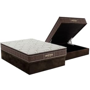 Cama Box Baú Casal: Colchão Ortopédico Probel Guarda Costas Extra Firme + Base Brown(138X188)