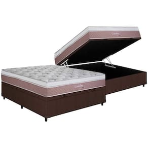 Cama Box Baú Casal: Colchão Molas Herval Maxspring Coimbra + Base Crc Courano Brown(138X188)