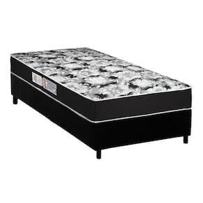 Cama Box Solteiro: Colchão Espuma Luckspuma D45 Gran Luck Pro + Base Crc Suede Black(88X188)