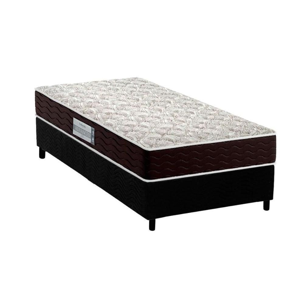 Cama Box Solteiro: Colchão Espuma D33 Probel Advanced + Base Crc Suede Black(88X188)
