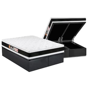 Cama Box Baú King: Colchão Espuma D45 Castor Black E White Air Double Face + Base Gray(193X203)