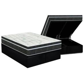 Cama Box Baú Queen: Colchão Molas Bonnel Orthoflex Venezia + Base Crc Suede Black(158X198)