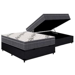 Cama Box Baú Casal: Colchão Anatômico Ortobom D33 / Ep Airtech 100 + Base Crc Courano Black(138X188)