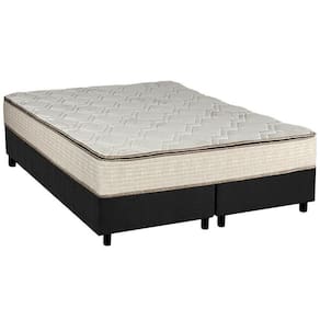 Cama Box Queen: Colchão Molas Luckspuma Bonnel Montreal Spring + Base Crc Suede Cinza(158X198)