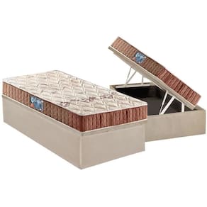 Cama Box Baú Solteiro: Colchão Espuma Anjos D28 Confort + Base Crc Suede Clean(88x188)