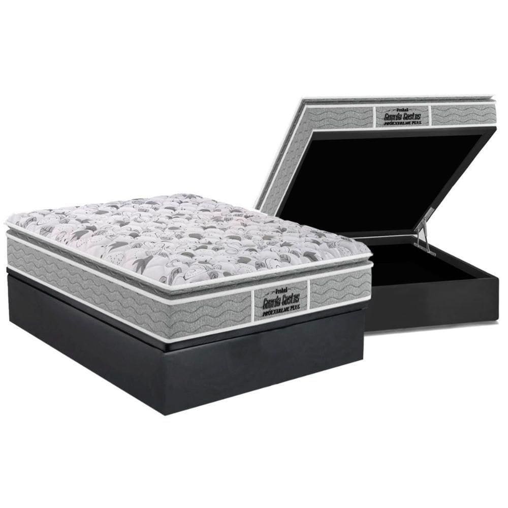 Cama Box Baú Casal: Colchão Probel D45 / Ep Próextreme Plus Pillow Top + Base Gray(138X188)