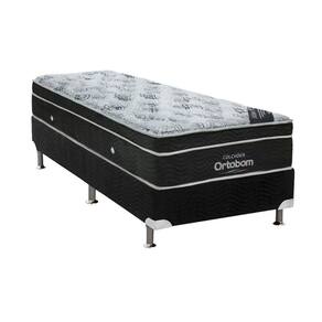 Cama Box Solteiro: Colchão Molas Bonnel Ortobom Nanolastic Exclusive + Base Crc Suede Preto(88X188)