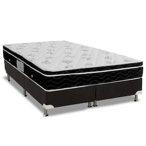 Cama Box Queen: Colchão Molas Bonnel Ortobom Nanolastic Physical Spring + Base Black(158X198)