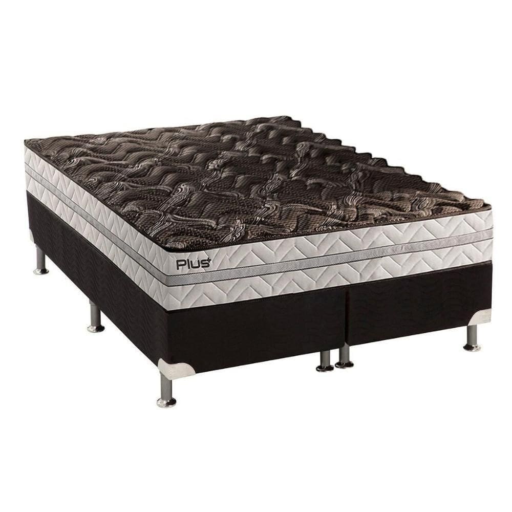 Cama Box Queen: Colchão Espuma D33 Paropas Pasquale Plus + Base Crc Suede Black(158X198)
