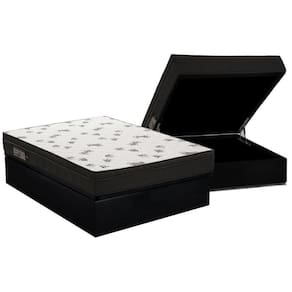 Cama Box Baú Casal: Colchão Espuma D45 Ortobom Light + Base Crc Suede Black(138X188)