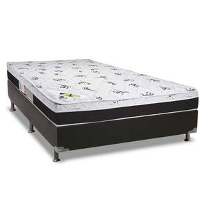 Cama Box Casal: Colchão Espuma Luckspuma D33/Ag65 Aspen Super Firme + Base Crc Suede Black(138X188)