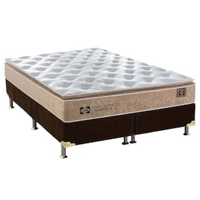 Cama Box Queen: Colchão Molas Sealy Posturepedic Doux Confort + Base Suede Marrom(158X198)