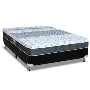 Cama Box Casal: Colchão Molas Bonnel Castor System Class + Base Crc Suede Black(138X188)