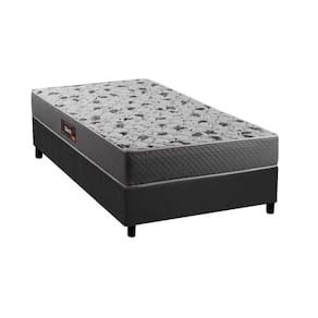 Cama Box Solteiro: Colchão Anatômico Herval D28/Ag65 Black + Base Crc Suede Gray(88X188)