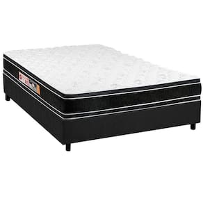 Cama Box Casal: Colchão Espuma Castor D33 Black E White + Base Crc Suede Gray(138X188)