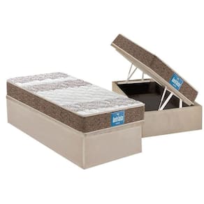 Cama Box Baú Solteiro: Colchão Anatômico Probel Ep Guarda Costas Double Face + Base Crc Suede Clean