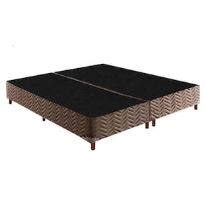 Cama Box Base King Sommier Rústico Bordado Brown (193x203x30) - Paropas
