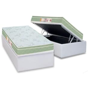 Cama Box Baú Solteiro: Colchão Sleep Max Euro Pillow + Base Crc Courano White(88x188)