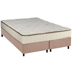 Cama Box Queen: Colchão Molas Luckspuma Bonnel Montreal Spring + Base Crc Suede Bege(158X198)