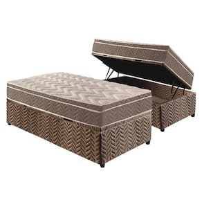 Cama Box Baú Solteiro: Colchão D33 - Ep Confort Ultra Firme + Base Crc Suede Brown(88x188)