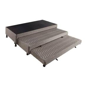 Cama Box Base C/2 Auxiliares Solteiro Universal Rústico Bordado Brown (88x188x32) - Paropas