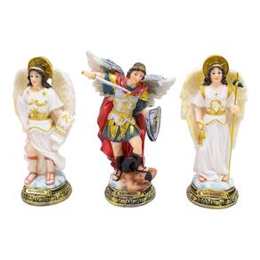 Kit Trios Três 3 Arcanjos Miguel Rafael Gabriel Resina 16cm